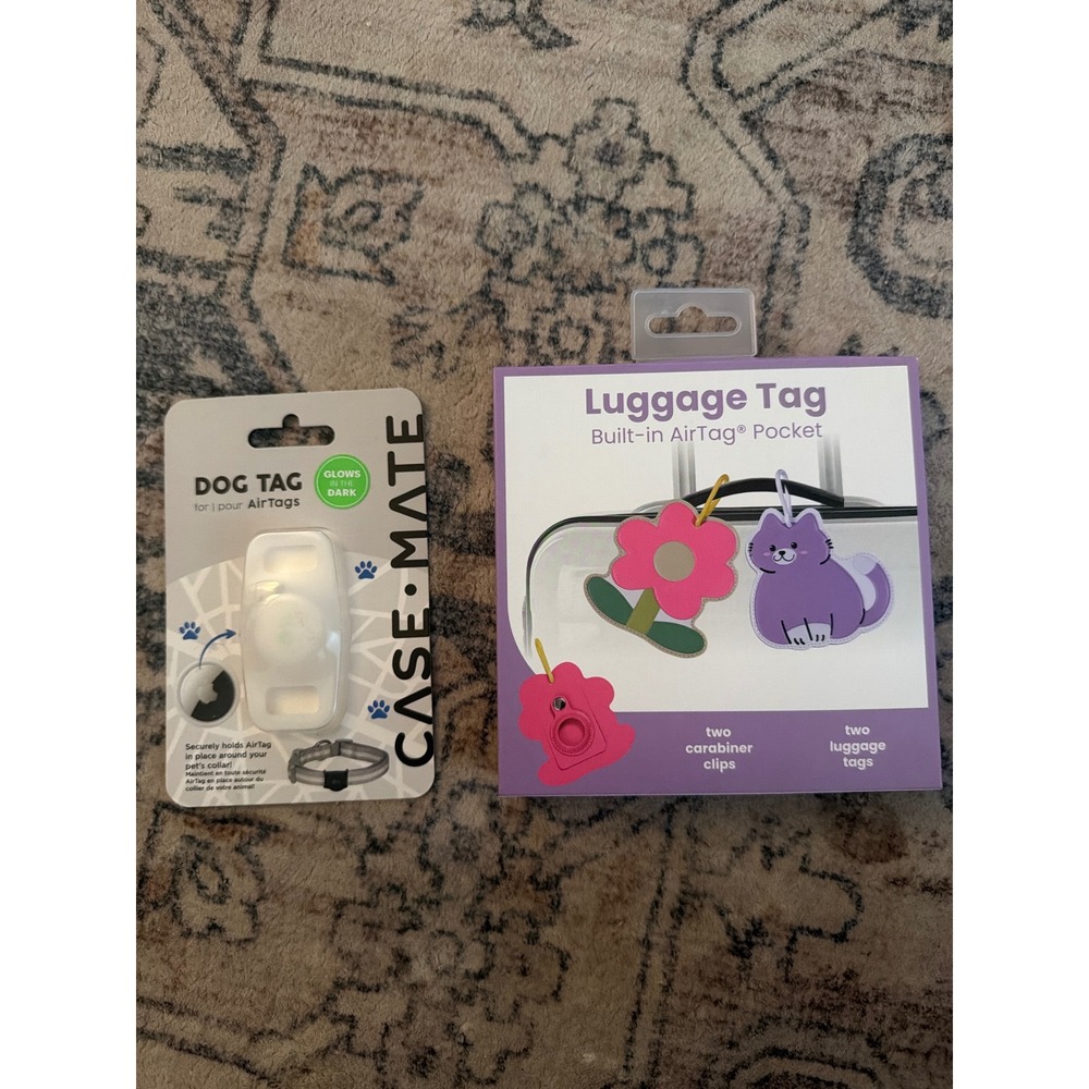 Case-Mate Dog Tag Glow in Dark & 2 Pack Luggage Tag for Apple AirTag Bundle